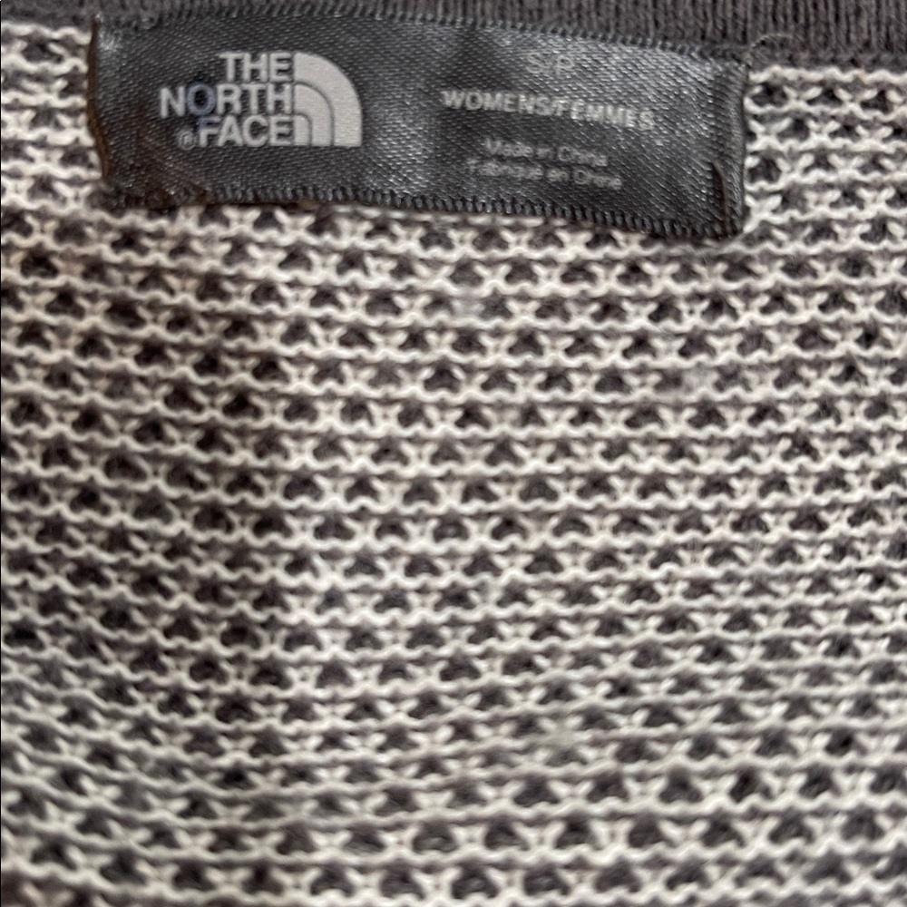 The North Face Cotton Wool Textured Thermal Top SZ S Grey White - Picture 5 of 7